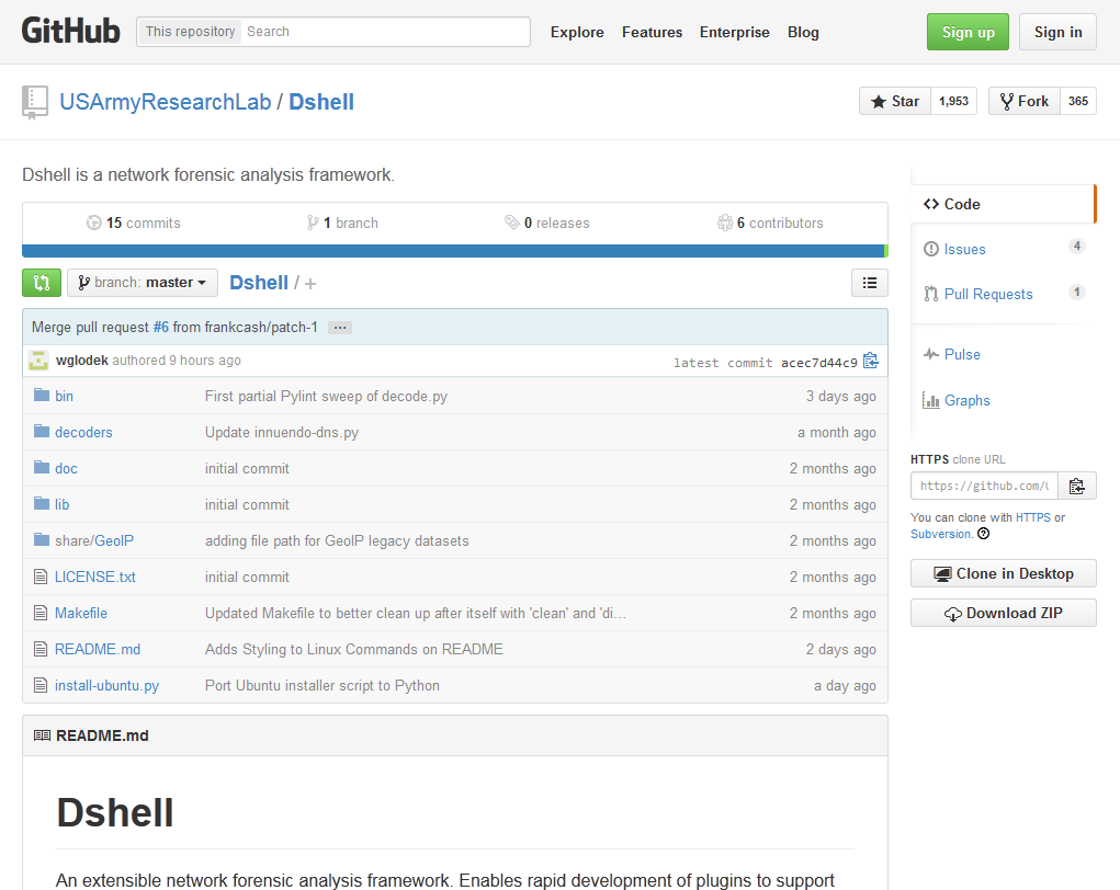 USArmyResearchLab-Dshell · GitHub