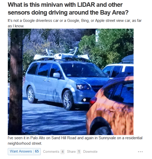 car with LiDAR spot in bay area