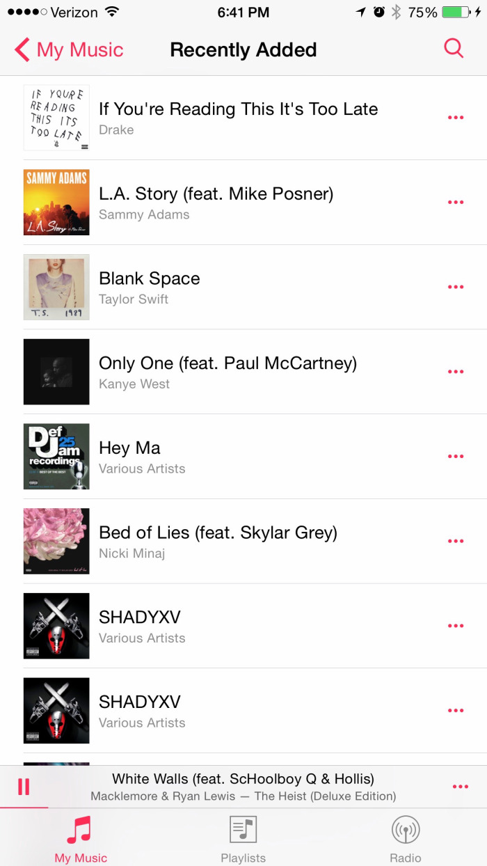 iOS 8.4 Music App - My Music (recently added_2)