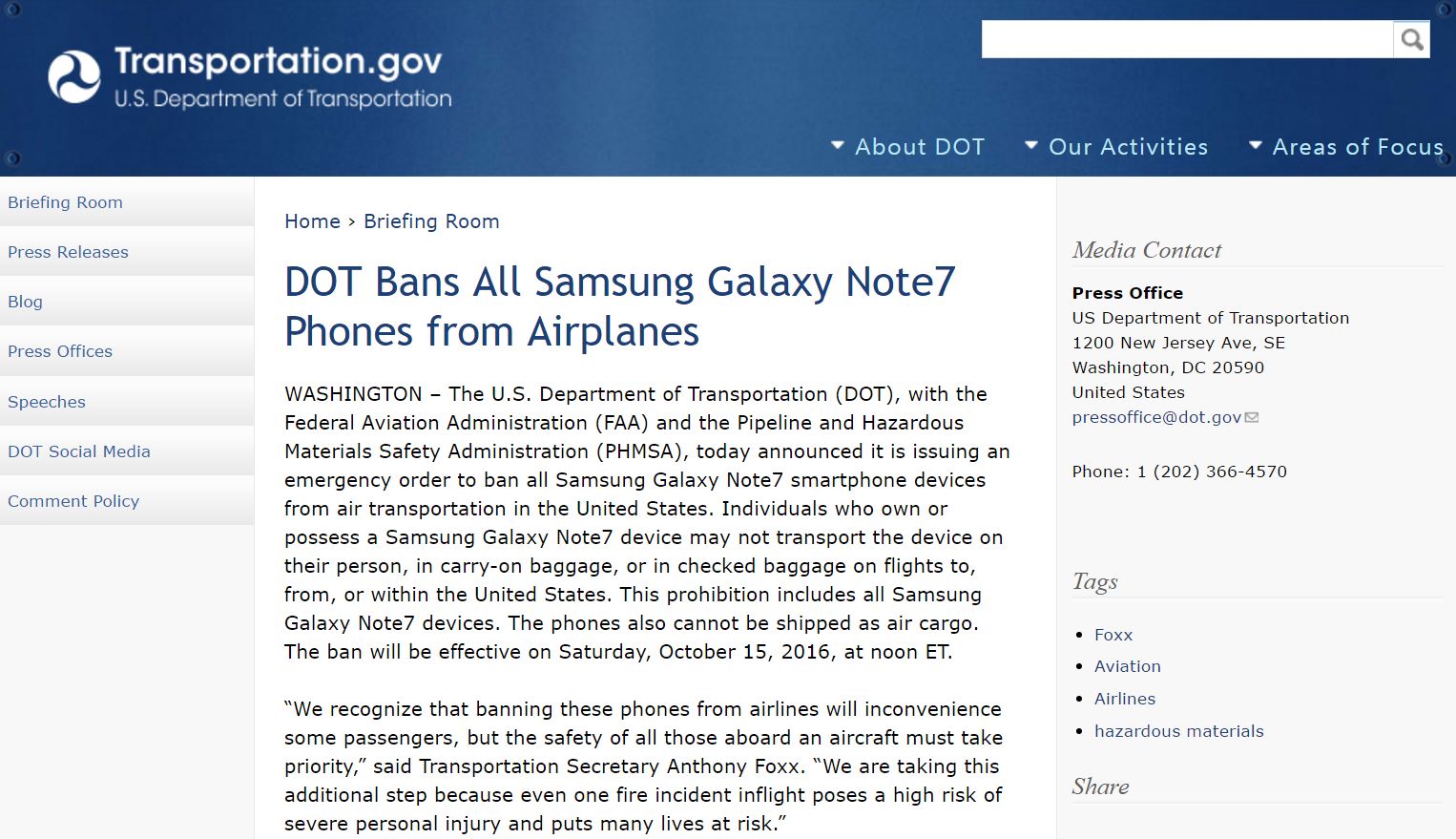 dot ban note7