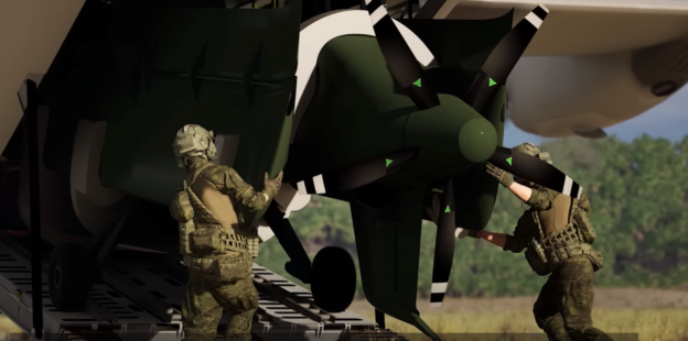 新跳島戰術專用，通用原子展示莫哈韋無人機由 C-130 攜帶施放影片