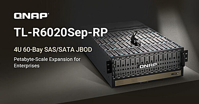 QNAP 推出高密度 4U 60-Bay SAS/SATA JBOD，單機實現 PB 級儲存