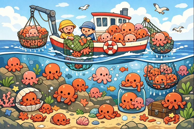 地球暖化致海水升溫，今年英國章魚捕獲量暴增至 1,200 噸「大開花」