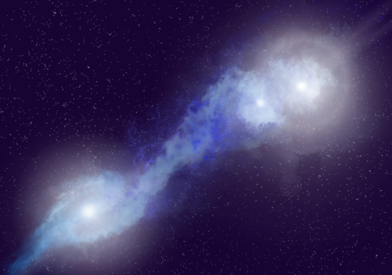 12 億光年外發現多星系合併壯觀景象，三巨大黑洞混亂共舞