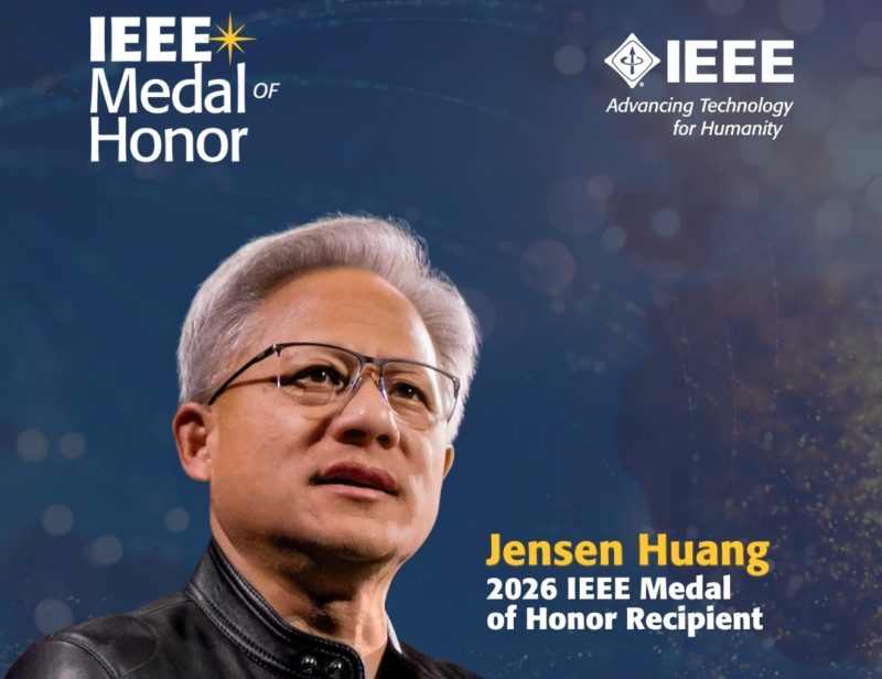 NVIDIA 行政總裁黃仁勳榮獲科技界最高榮譽「2026 年 IEEE 榮譽獎章」