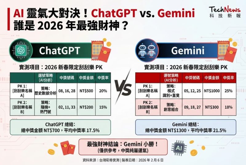 AI 靈氣大對決！ChatGPT vs. Gemini 誰是 2026 年最強財神？