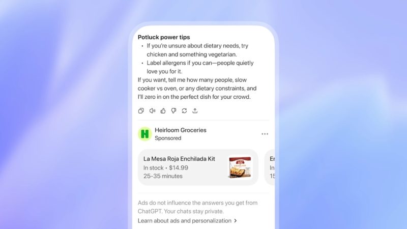 ChatGPT 展開廣告測試，鎖定美國免費版、ChatGPT Go 用戶先行