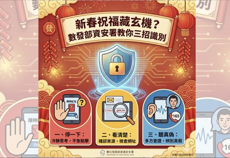 春節祝福藏玄機？數發部三步驟辨社交工程陷阱