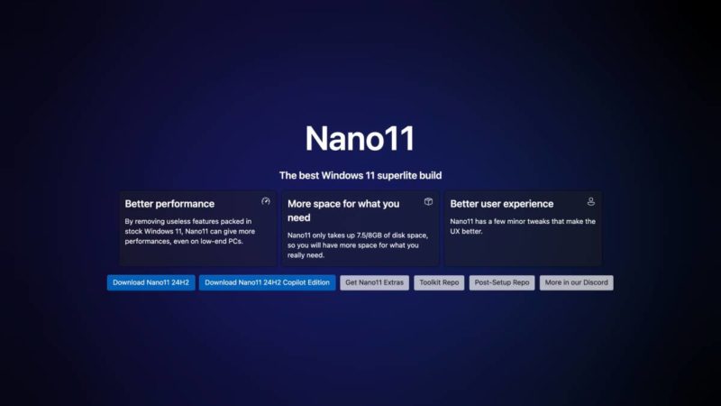 「nano11」極致精簡 Windows 11，虛擬機與低階電腦適用