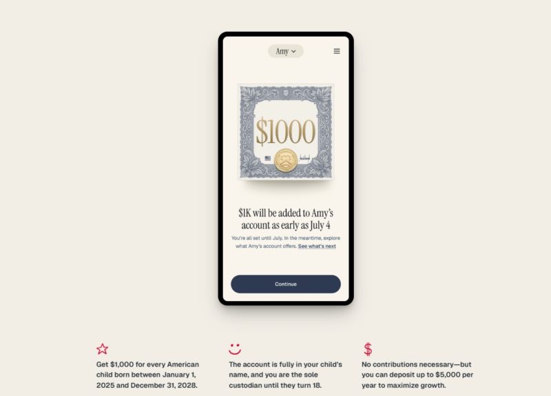 美財政部川普帳戶 App 上線，為全美兒童開立投資帳戶